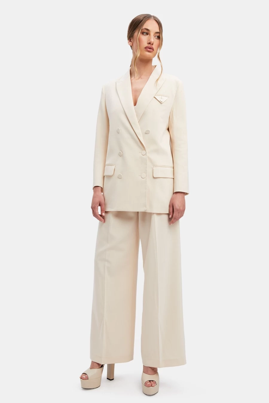 Bardot Women's Beige Sloane Classic Blazer - Timeless Tailored Jacket for Women
