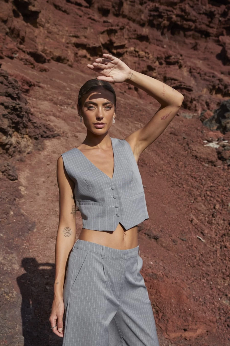 Bardot Women's Grey Stripe Callista Pin Vest - Stylish Pinstripe Waistcoat for Women