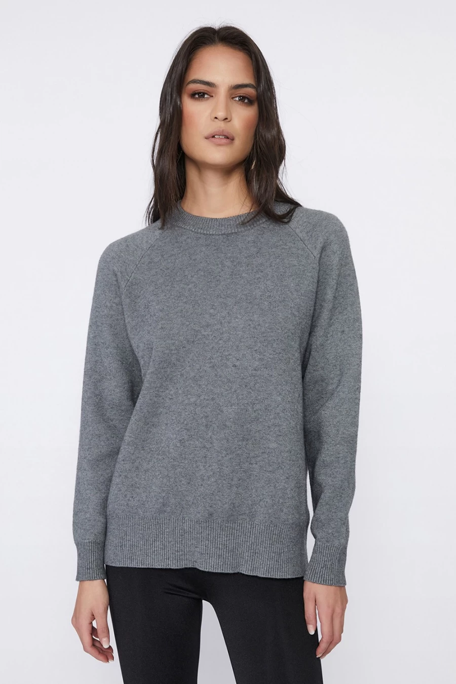 Bardot Women's Grey Mata Knit Sweater - Soft Crewneck Pullover