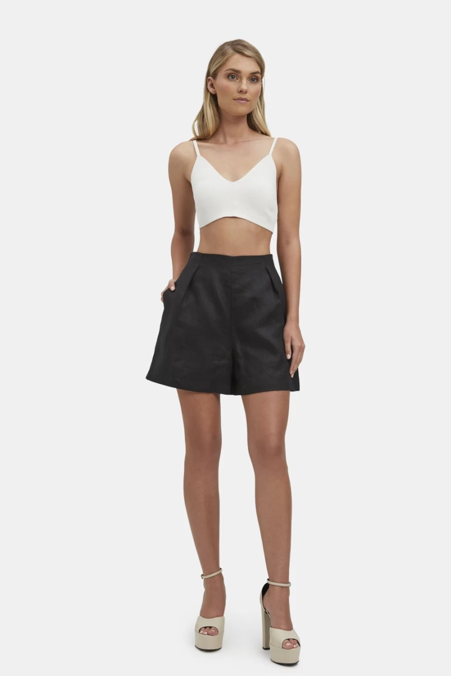 Bardot Women's Black Iris High Waisted Shorts