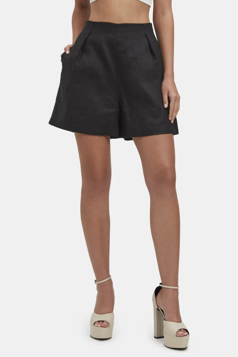 Bardot Women's Black Iris High Waisted Shorts
