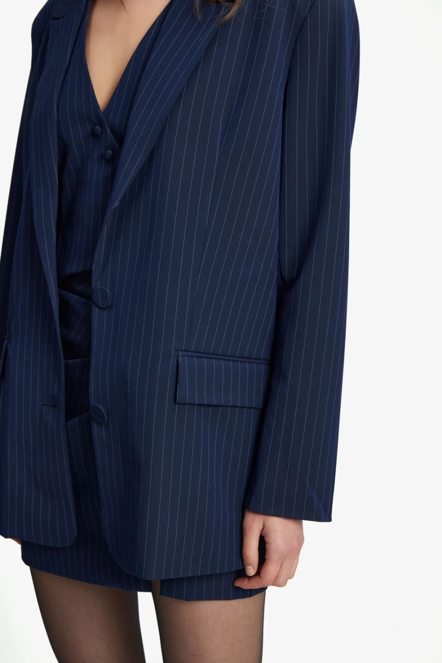 Bardot Women's Navy Striped Pin Stripe Blazer
