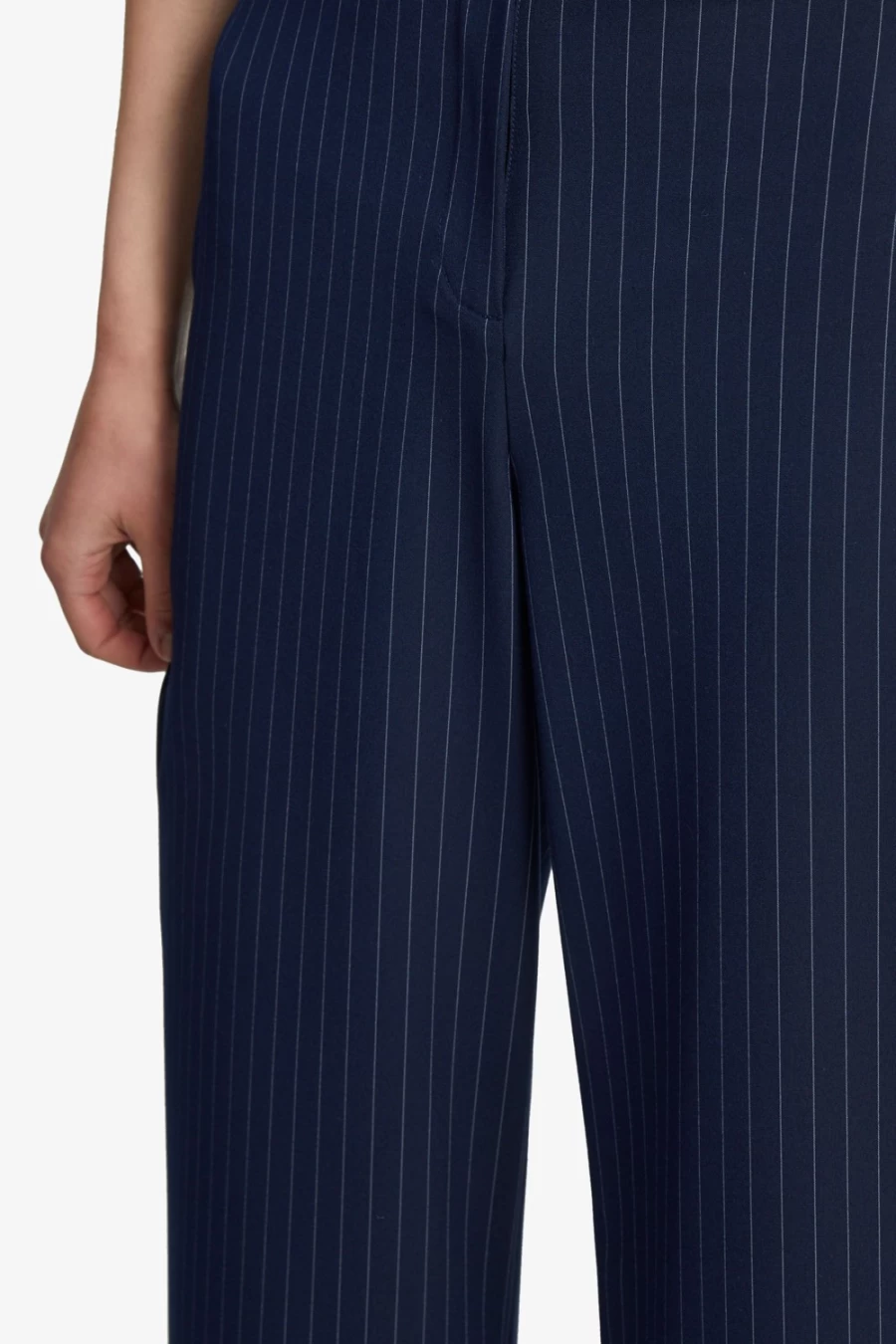 Bardot Women's Navy Striped Wide Leg Pants - Pin Stripe High Waist Trousers