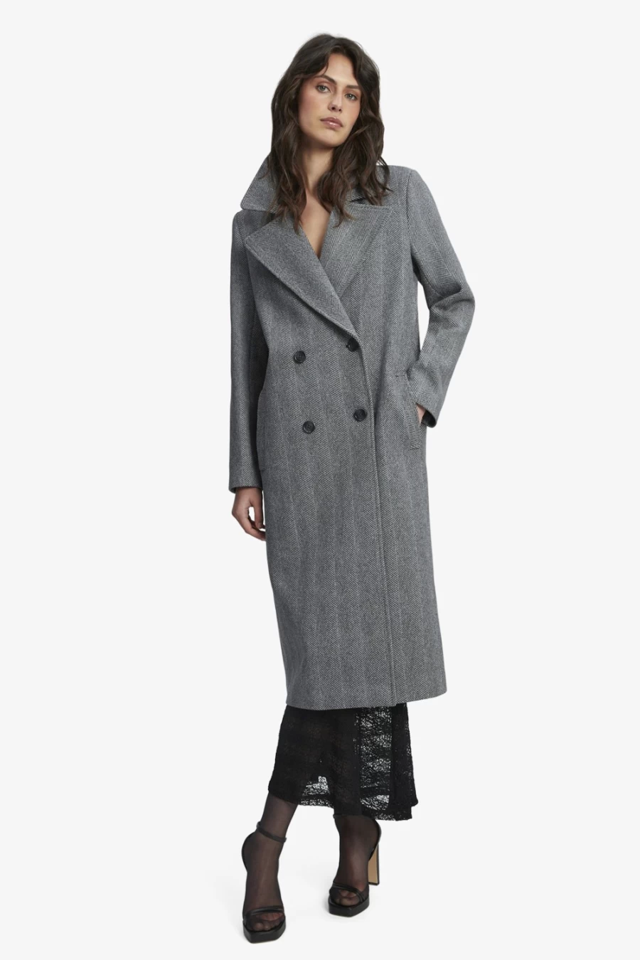 Bardot Women's Classic Chevron Coat in Grey Chevron Pattern