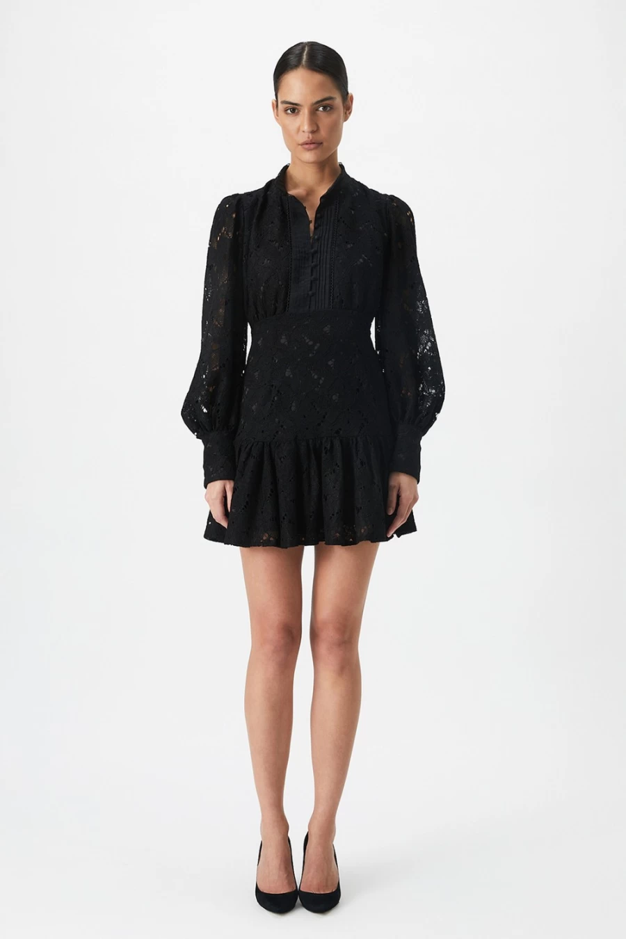 Bardot Women's Black Remy Mini Lace Dress - Elegant Lace Detail Short Dress