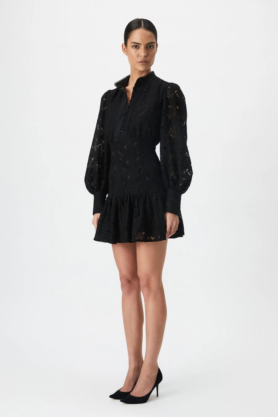 Bardot Women's Black Remy Mini Lace Dress - Elegant Lace Detail Short Dress