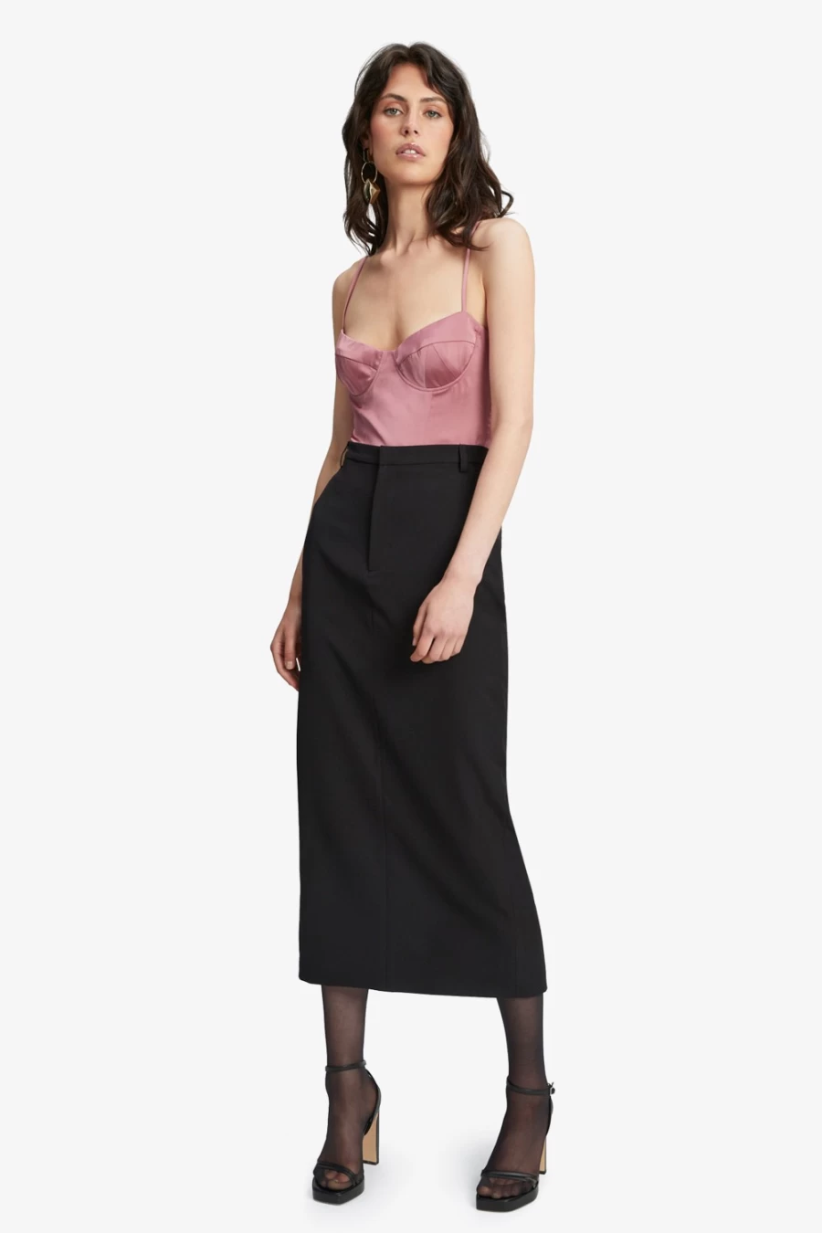 Bardot Women's Black Tailored Midi Skirt - Classic Fit Stylish Formal Wear