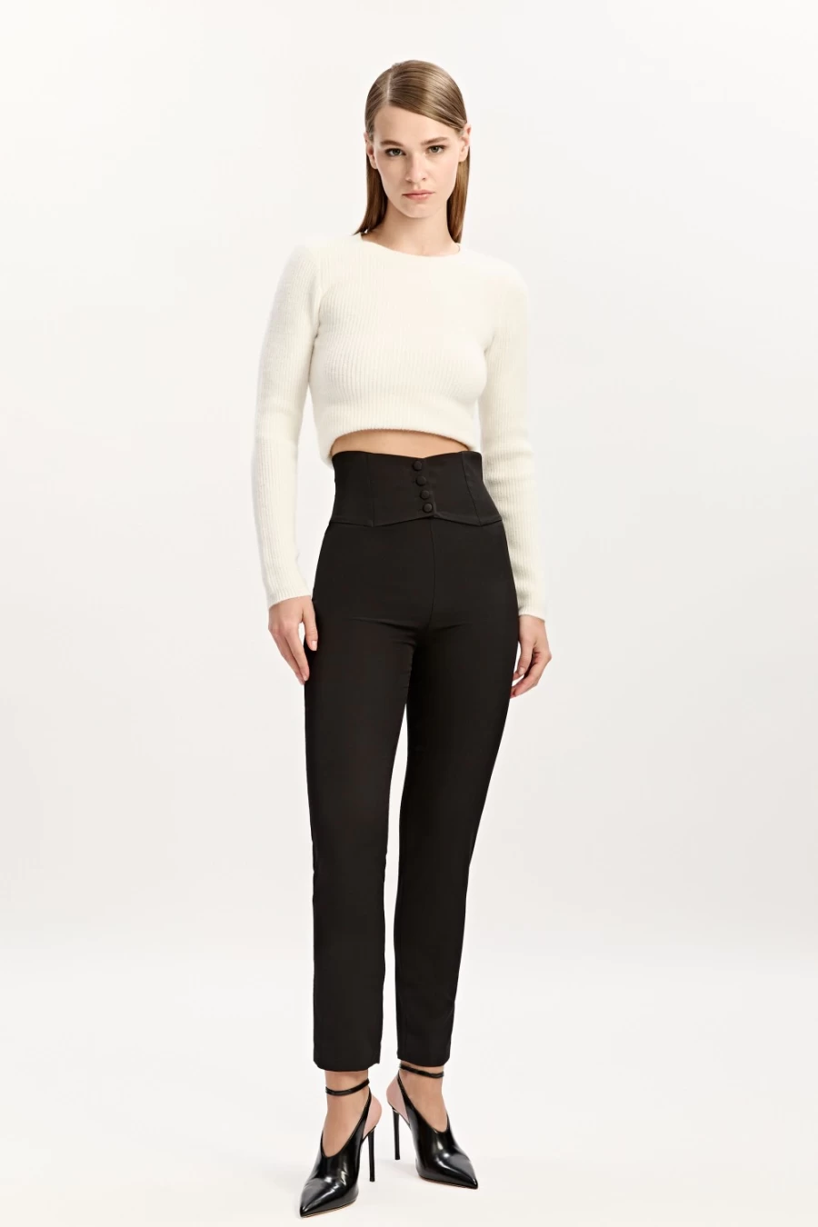 Bardot Women's Black Corset Pants - High Waist Tummy Control Stretch Fit