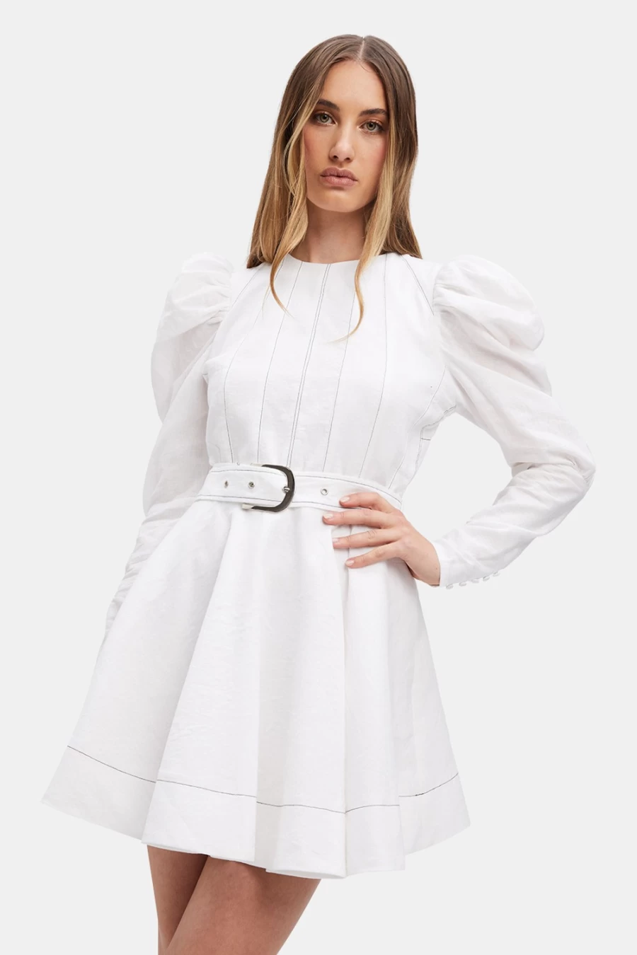 Bardot Women's Zeta Puff Sleeve Dress in Orchid White - Elegant Floral Design
