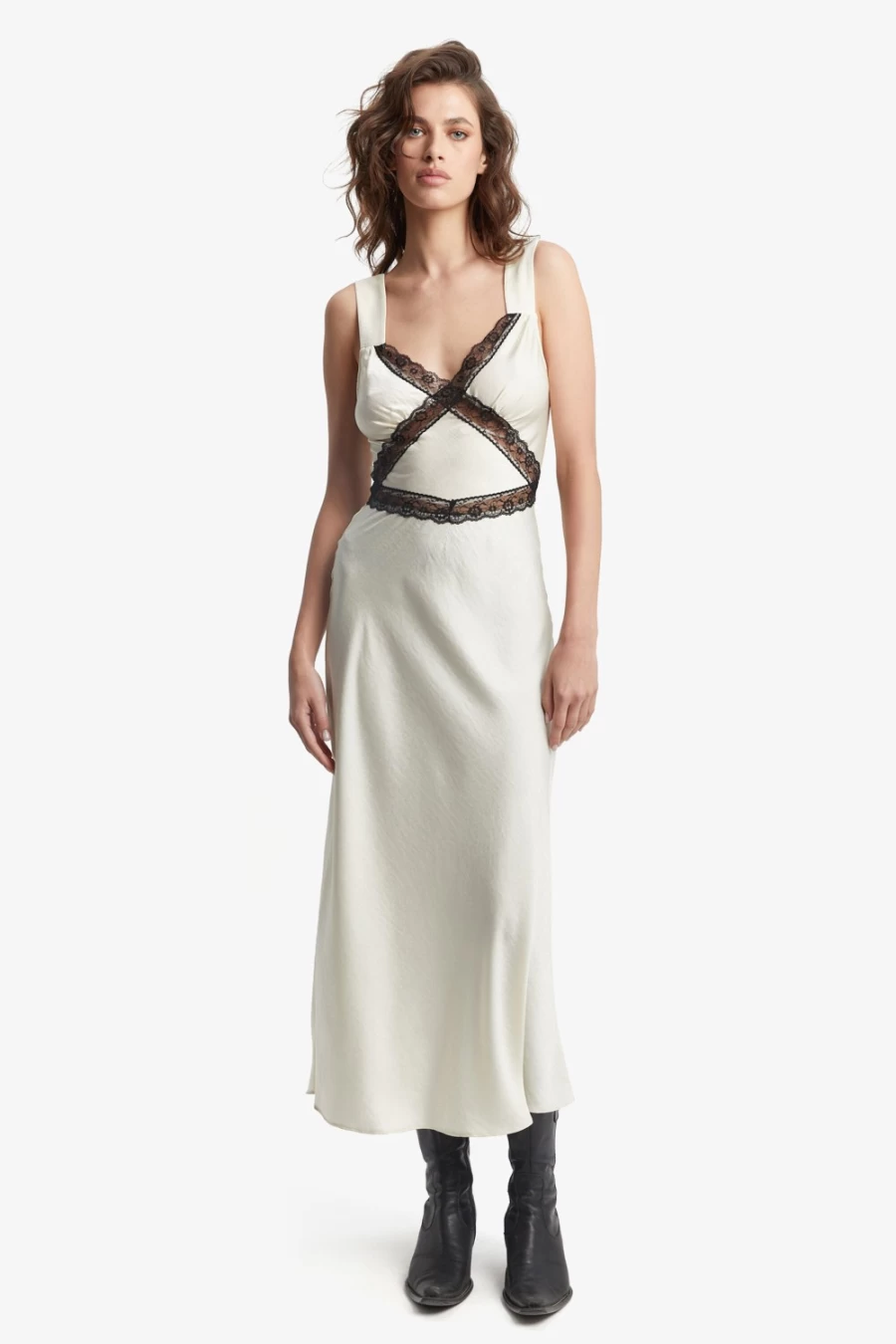 Bardot Women's Emory Lace Slip Dress - Black & White Elegant Lace Trimmed Style