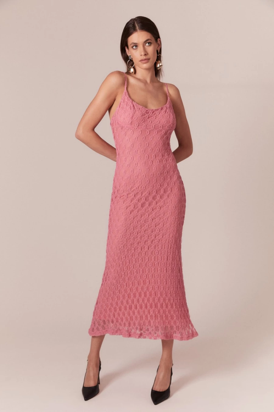 Bardot Women's Lili Pink Mesh Midi Dress - Adoni Style Flowy Summer Dress