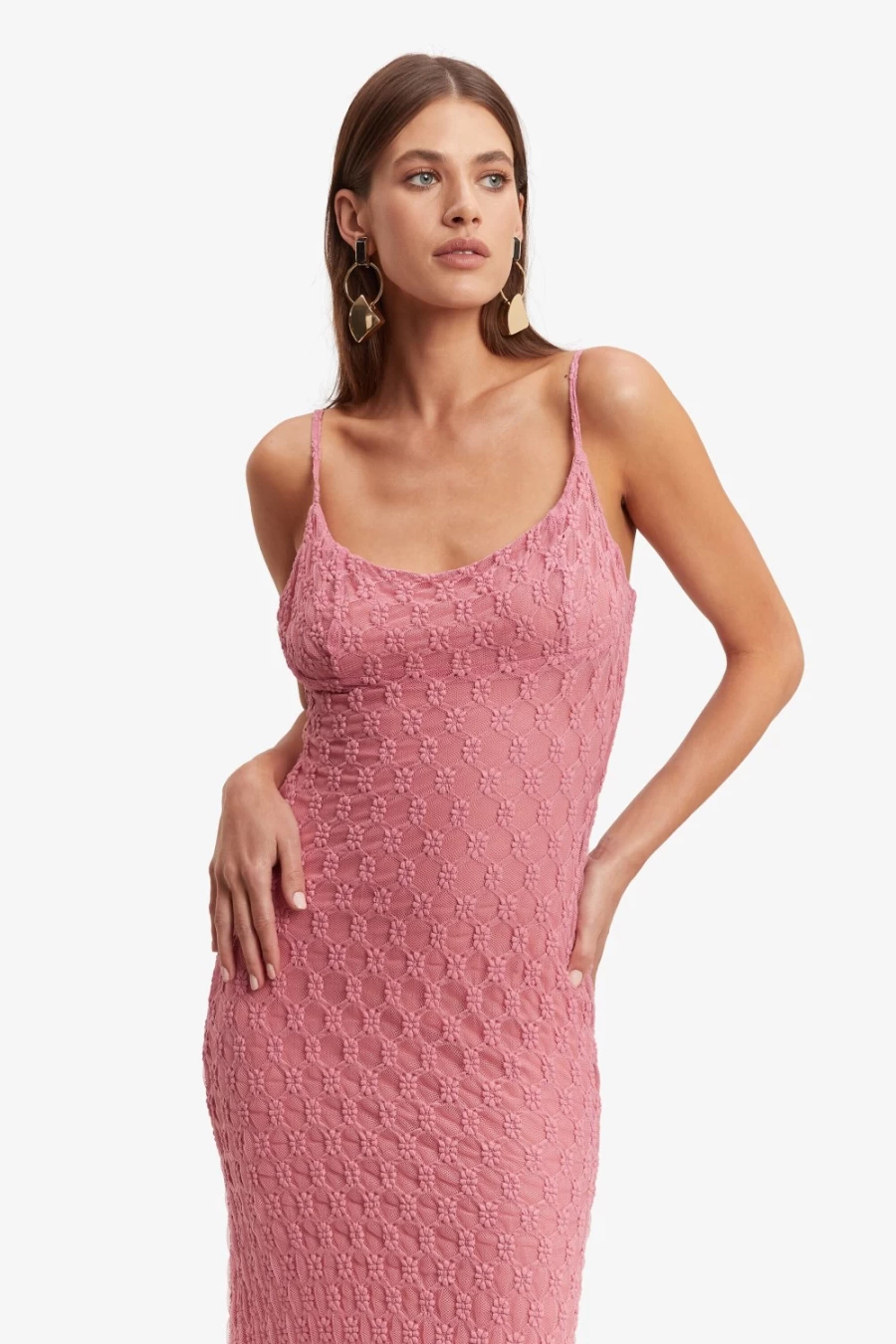 Bardot Women's Lili Pink Mesh Midi Dress - Adoni Style Flowy Summer Dress
