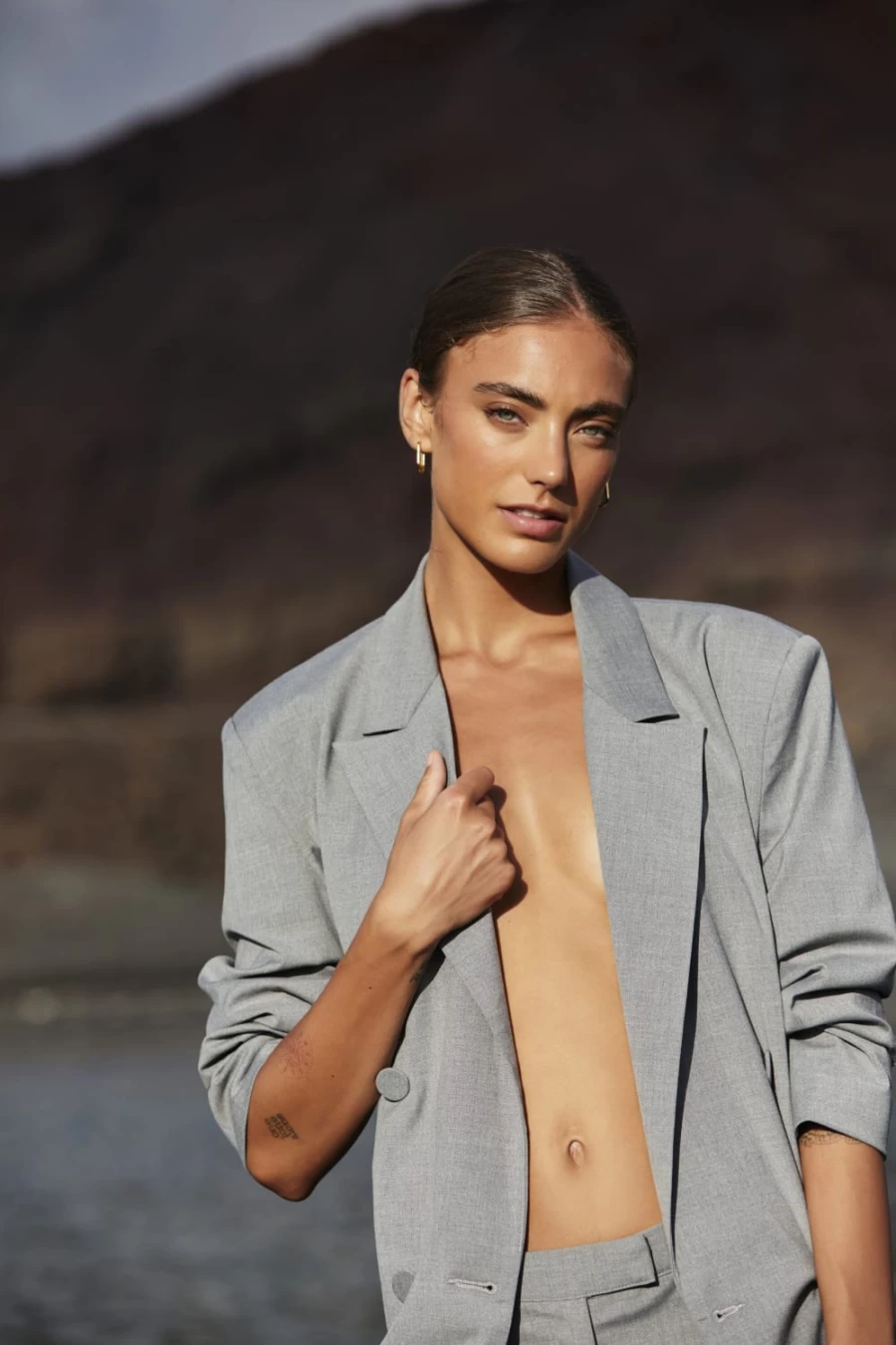 Bardot Women's Dusk Grey Oversized Blazer - Sacha Stylish Tailored Jacket