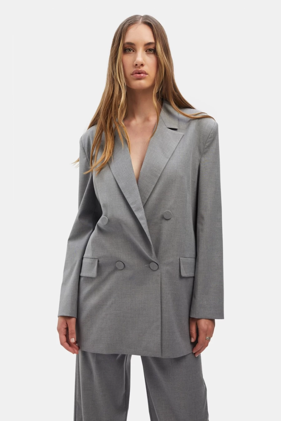 Bardot Women's Dusk Grey Oversized Blazer - Sacha Stylish Tailored Jacket