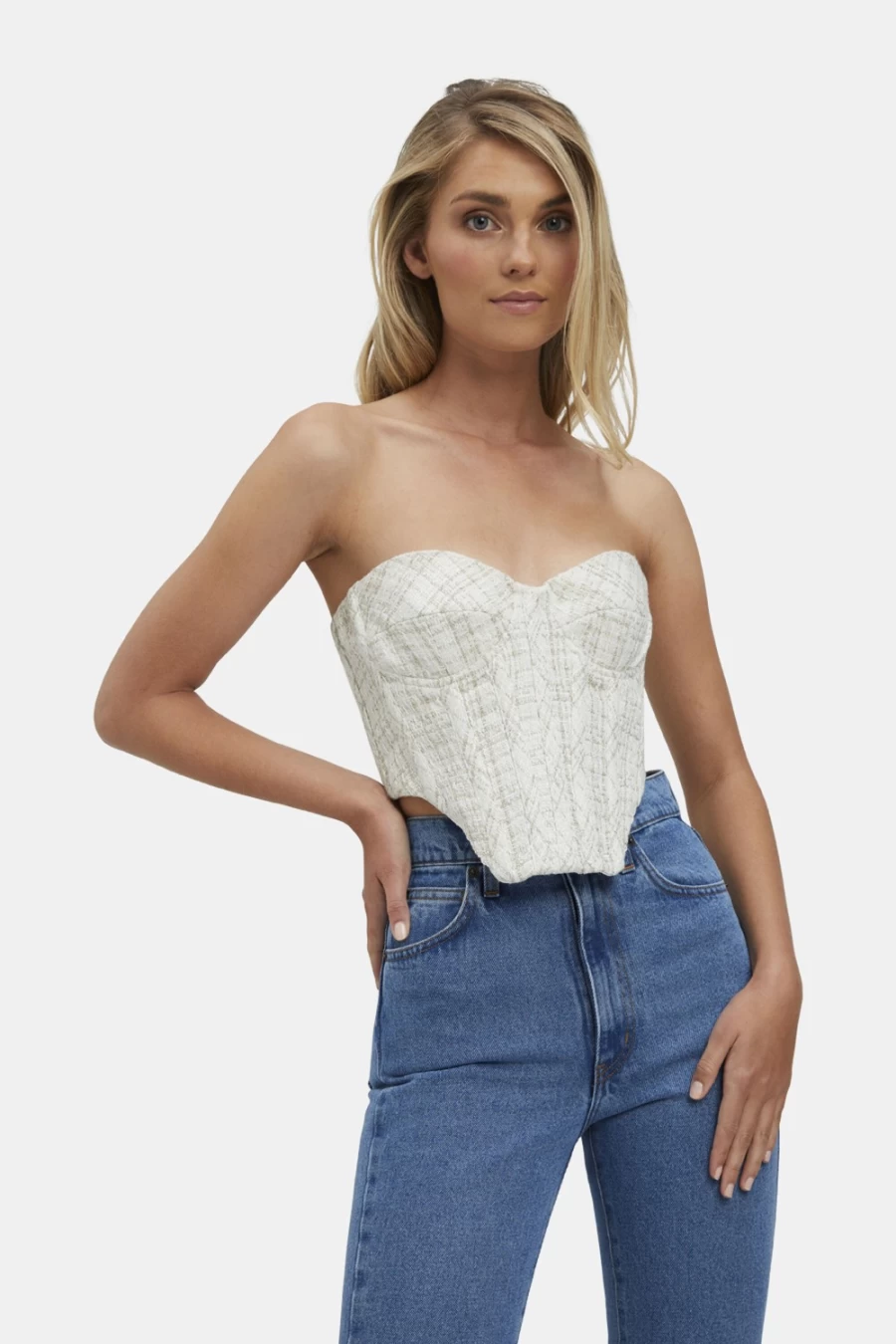 Bardot Women's Ramone Boucle Bustier Top in Ivory