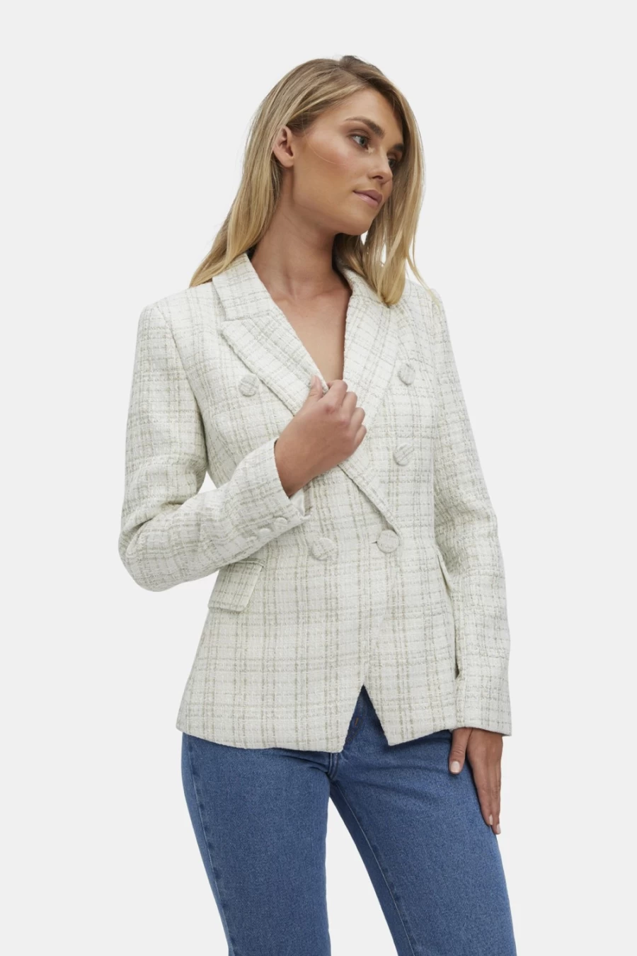 Bardot Women's Ramone Boucle Blazer in Ivory Boucle - Elegant Tailored Jacket