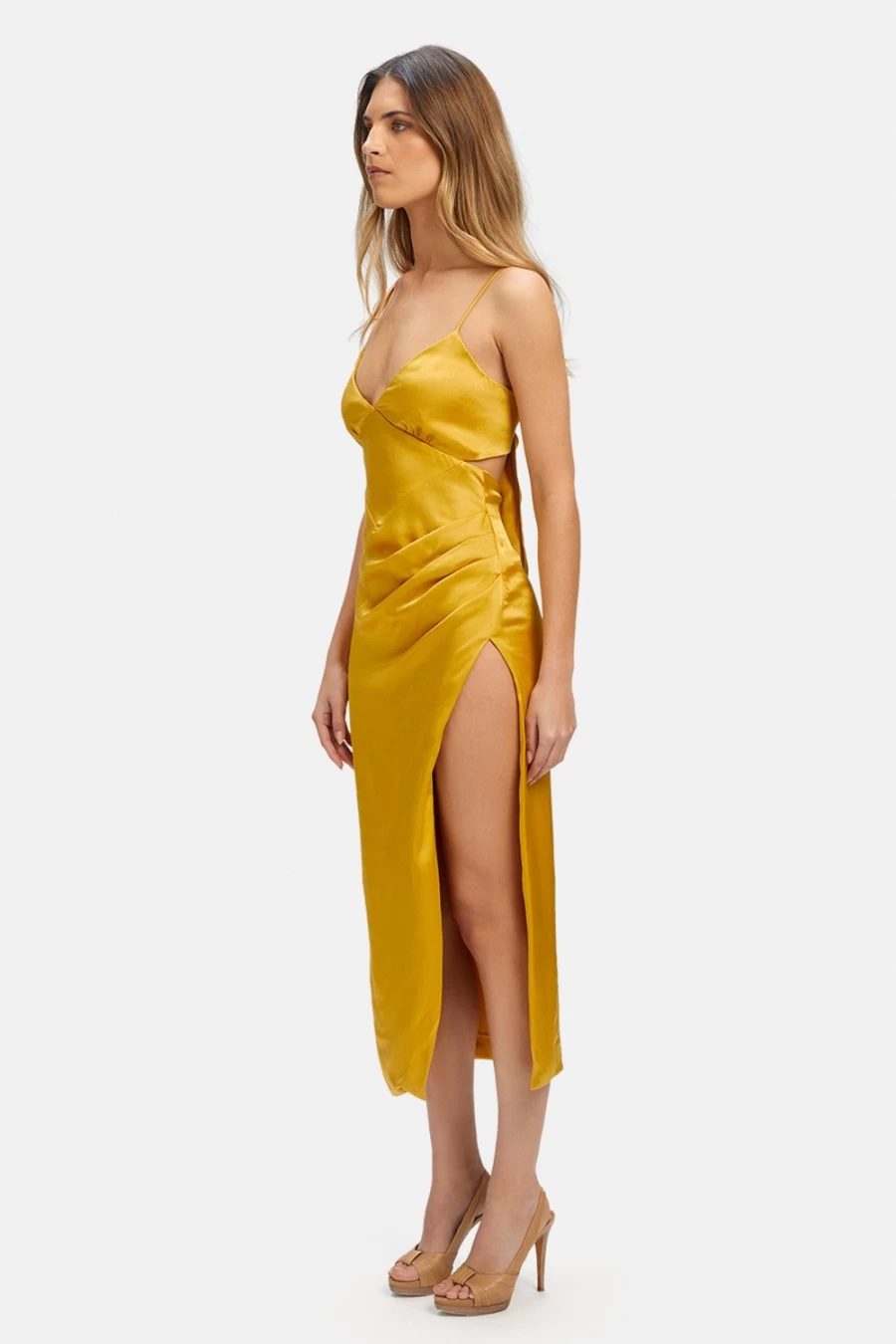 Bardot Women's Sunset SEKA Midi Dress - Flowy Summer Sunset Orange Boho Chic Dress