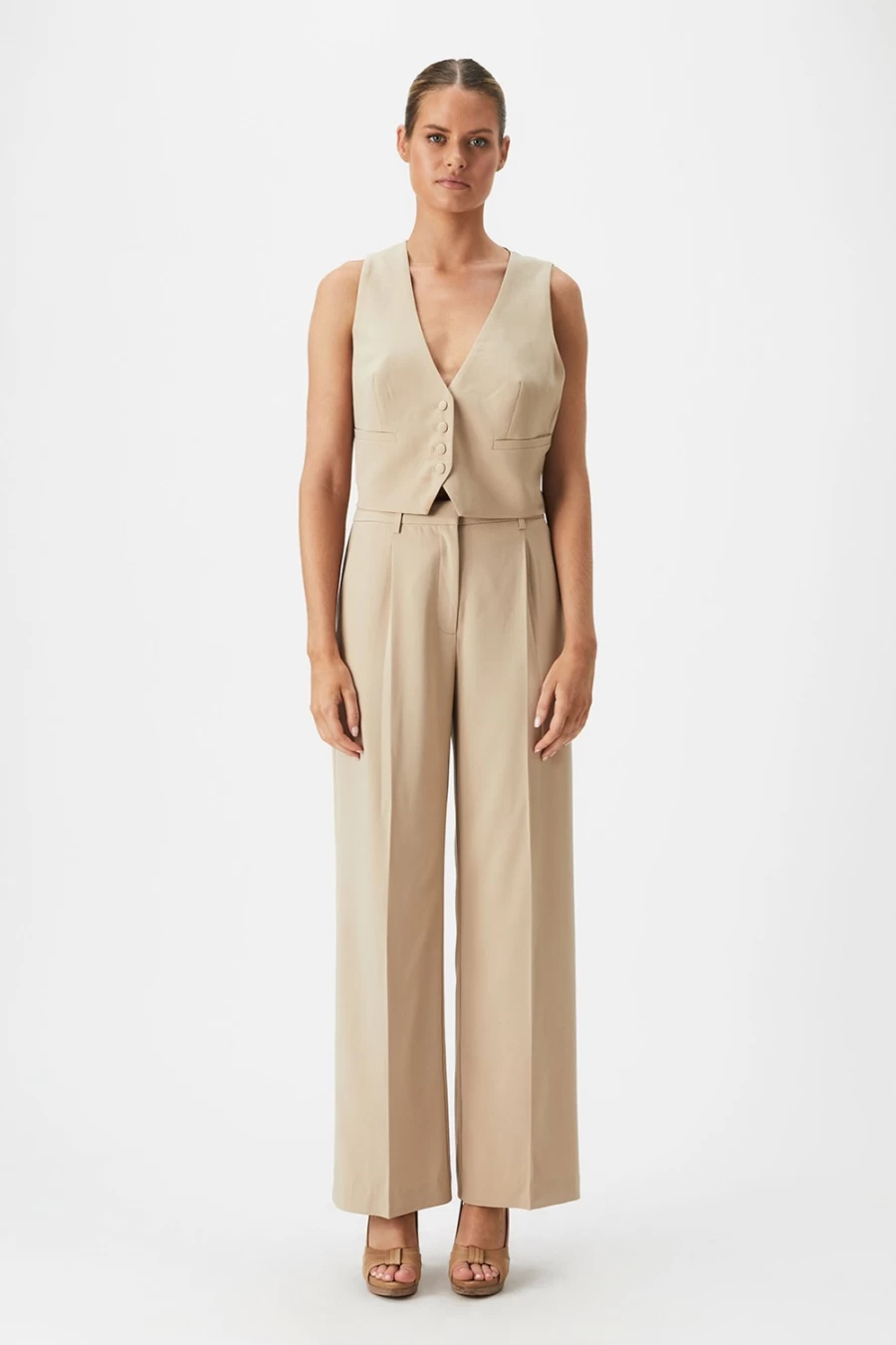 Bardot Women's Callista Beige Pant In High-Waisted Trousers