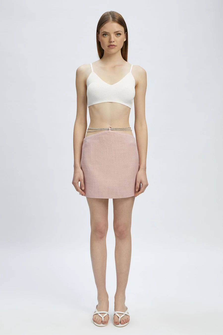 Bardot Women's Emilie Pink Boucle Skirt - Elegant Textured A-Line Midi Style
