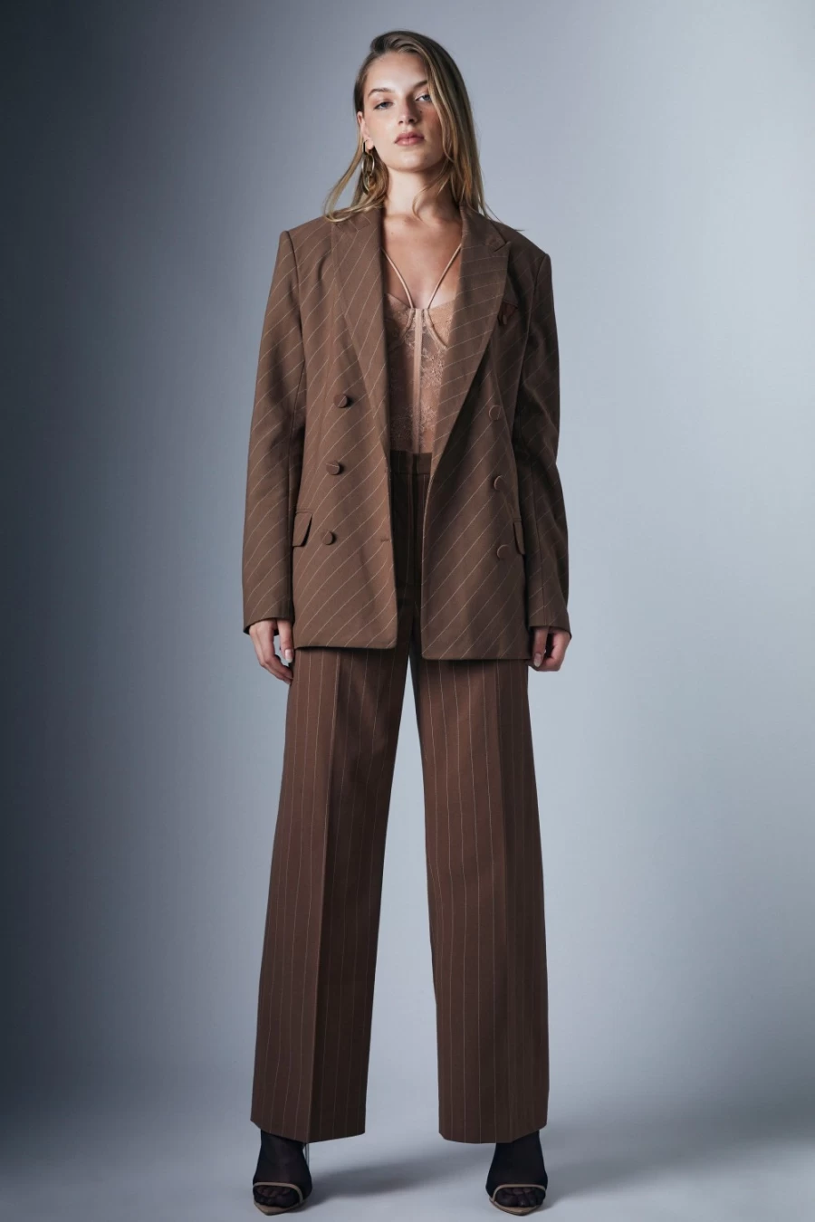 Bardot Women's Chest Stripe Classic Blazer - Timeless Pin Stripe Tailored Jacket for Women