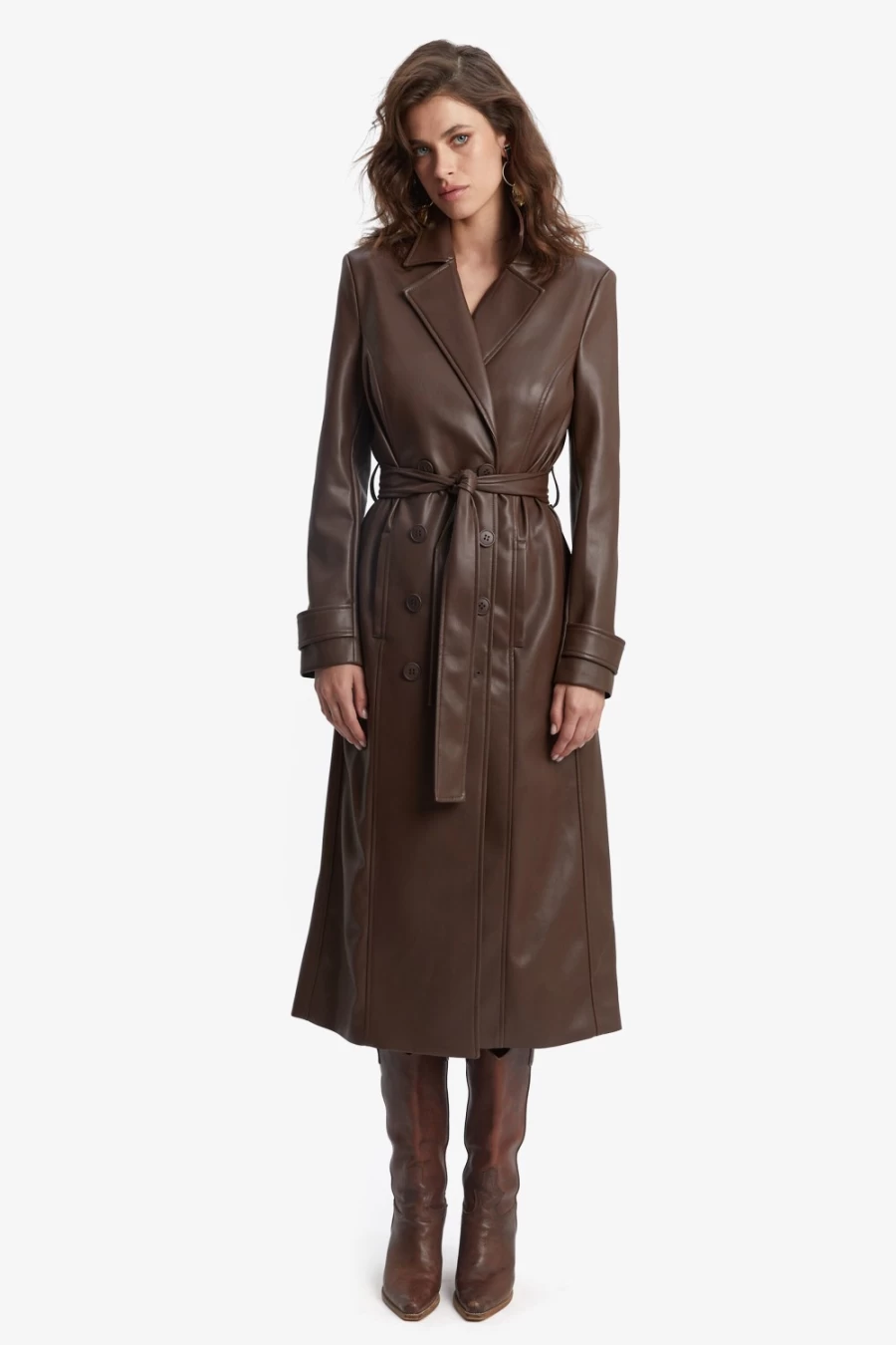 Bardot Women's Chocolate Vegan Leather Trench Coat