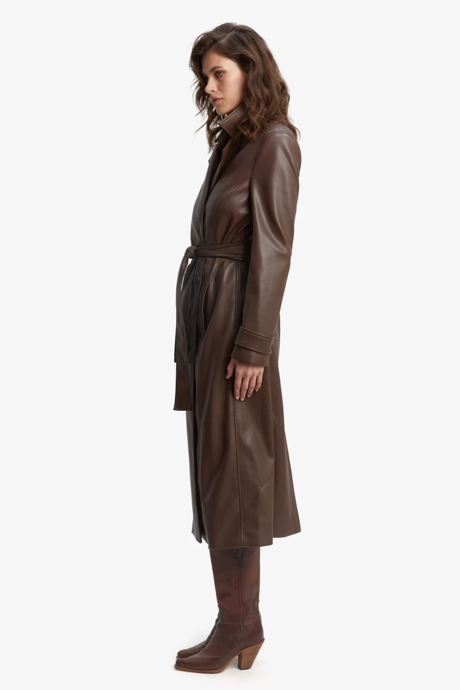 Bardot Women's Chocolate Vegan Leather Trench Coat