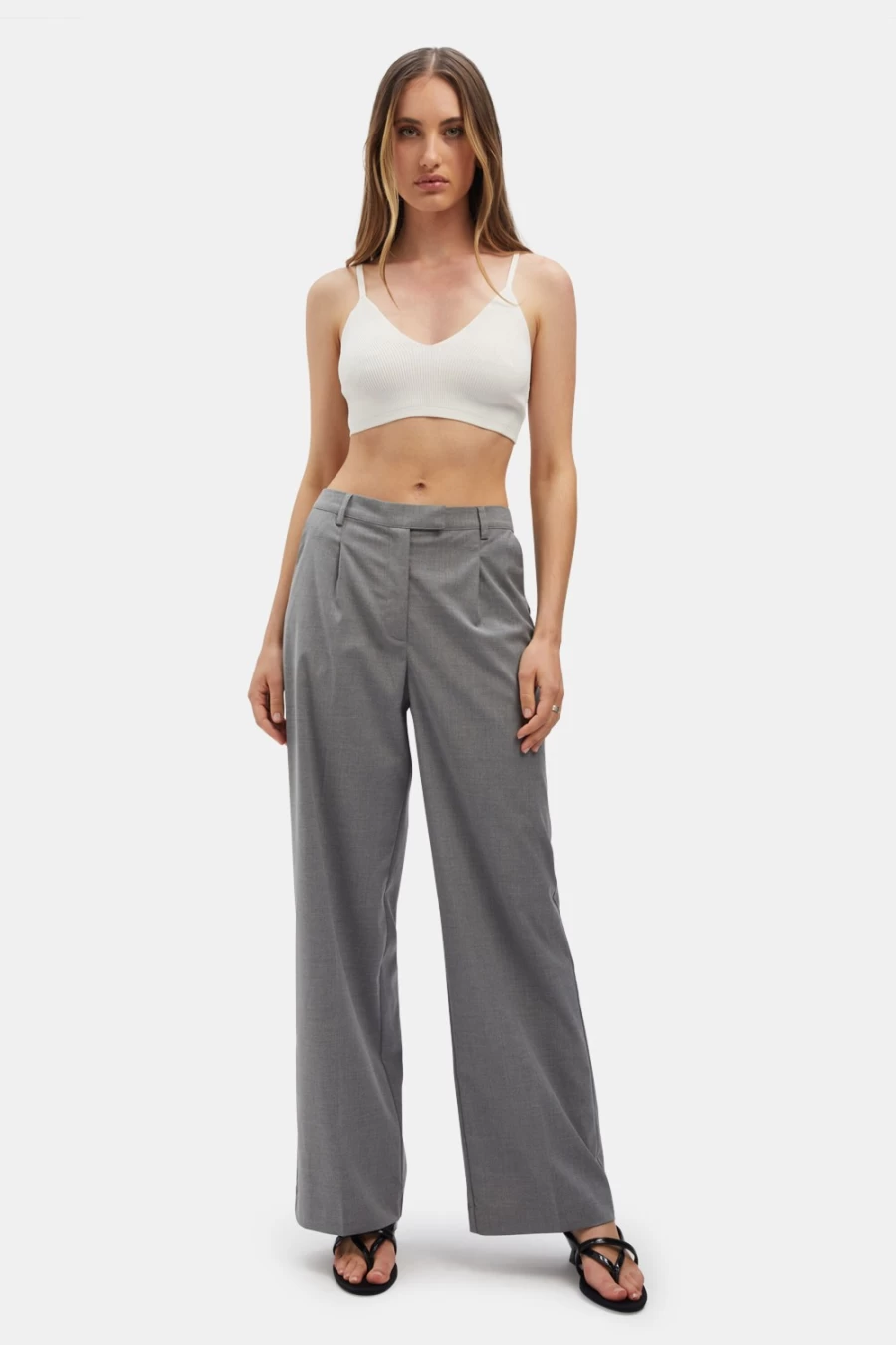 Bardot Women's Sacha Pant in Dusk Grey - High Waisted Trousers for Women
