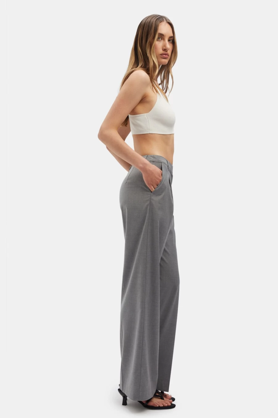 Bardot Women's Sacha Pant in Dusk Grey - High Waisted Trousers for Women