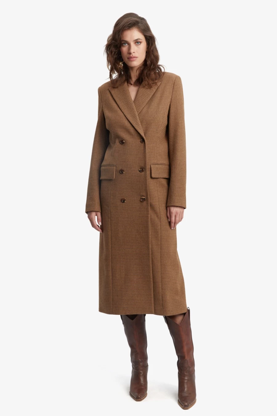Bardot Women's Brown Check Classic Coat - Timeless Checkered Trench Coat for Women