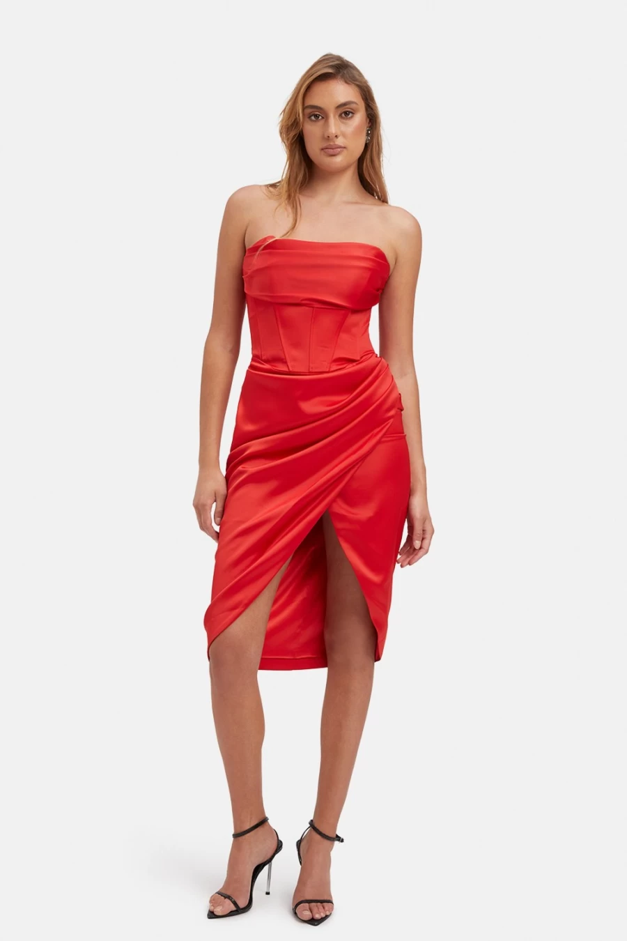 Bardot Women's Fire Red Jamila Corset Dress - Elegant Bodycon Style for Evening Wear