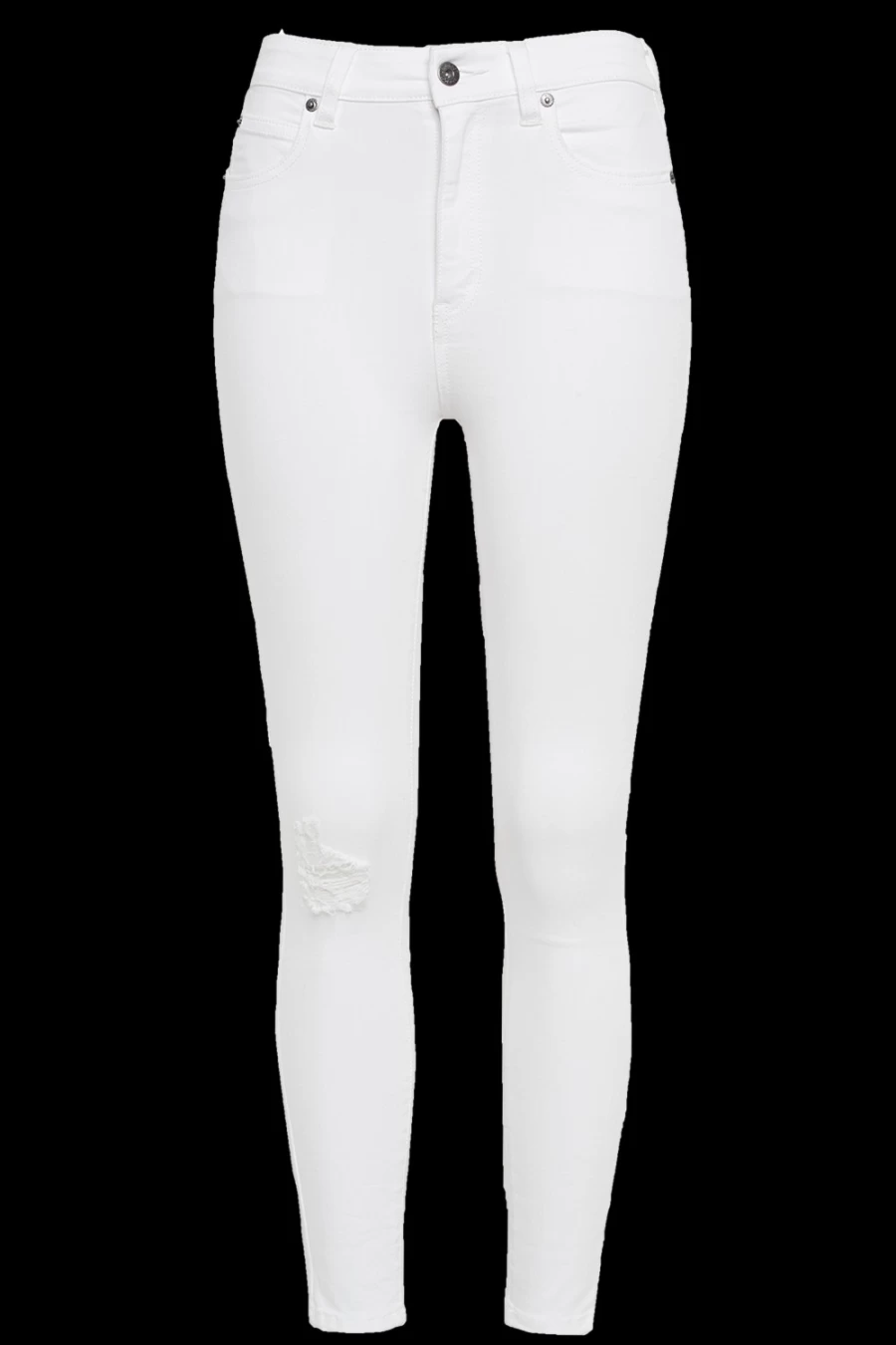 Bardot Women's Khloe Hi Crop Rip Jeans in Ivory - Distressed High Waist Denim