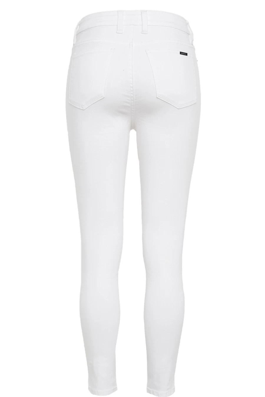 Bardot Women's Khloe Hi Crop Rip Jeans in Ivory - Distressed High Waist Denim