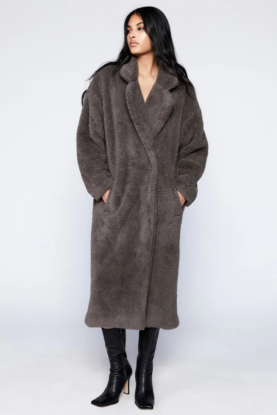 Bardot Women's Charcoal Teddy Coat - Warm & Stylish Outerwear