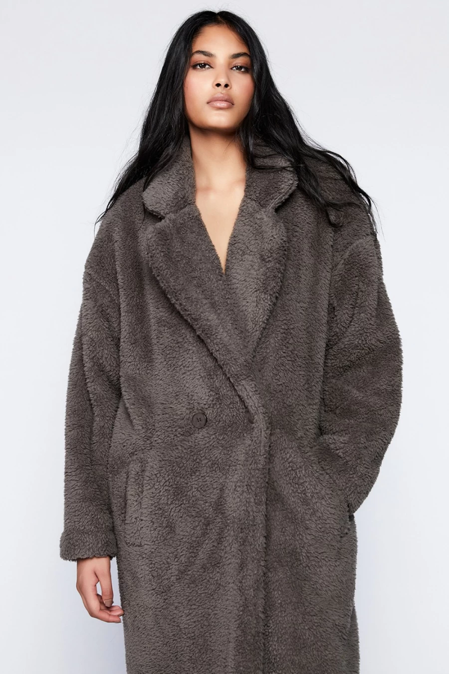 Bardot Women's Charcoal Teddy Coat - Warm & Stylish Outerwear