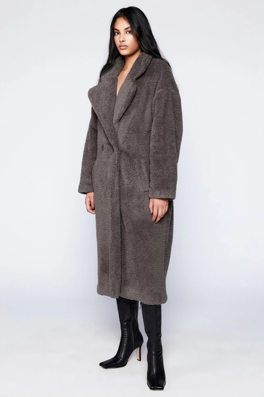 Bardot Women's Charcoal Teddy Coat - Warm & Stylish Outerwear