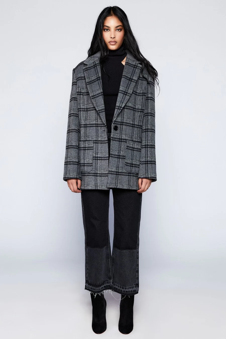 Bardot Women's Grey Check Blazer - Stylish Checked Jacket for Women