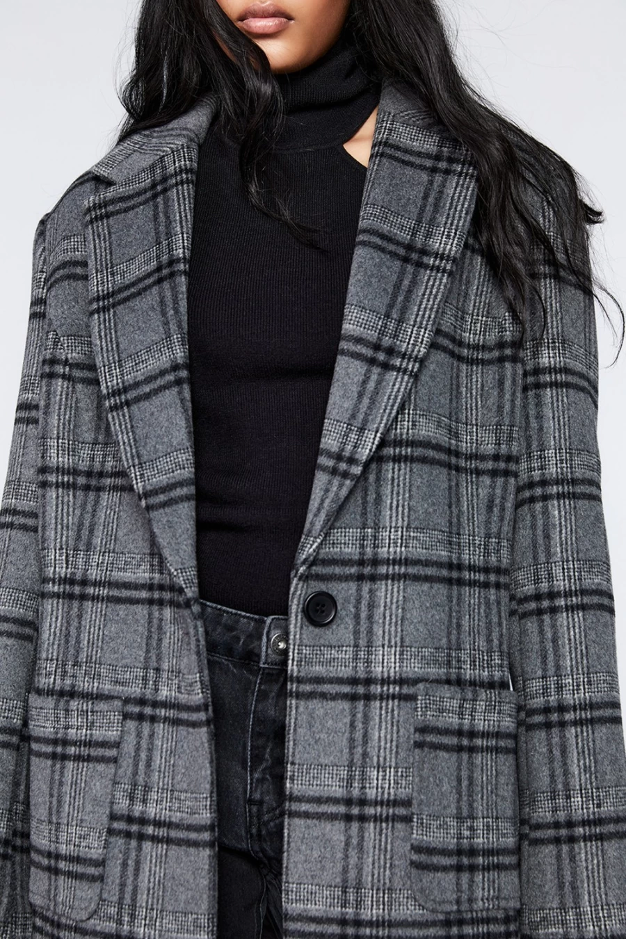 Bardot Women's Grey Check Blazer - Stylish Checked Jacket for Women