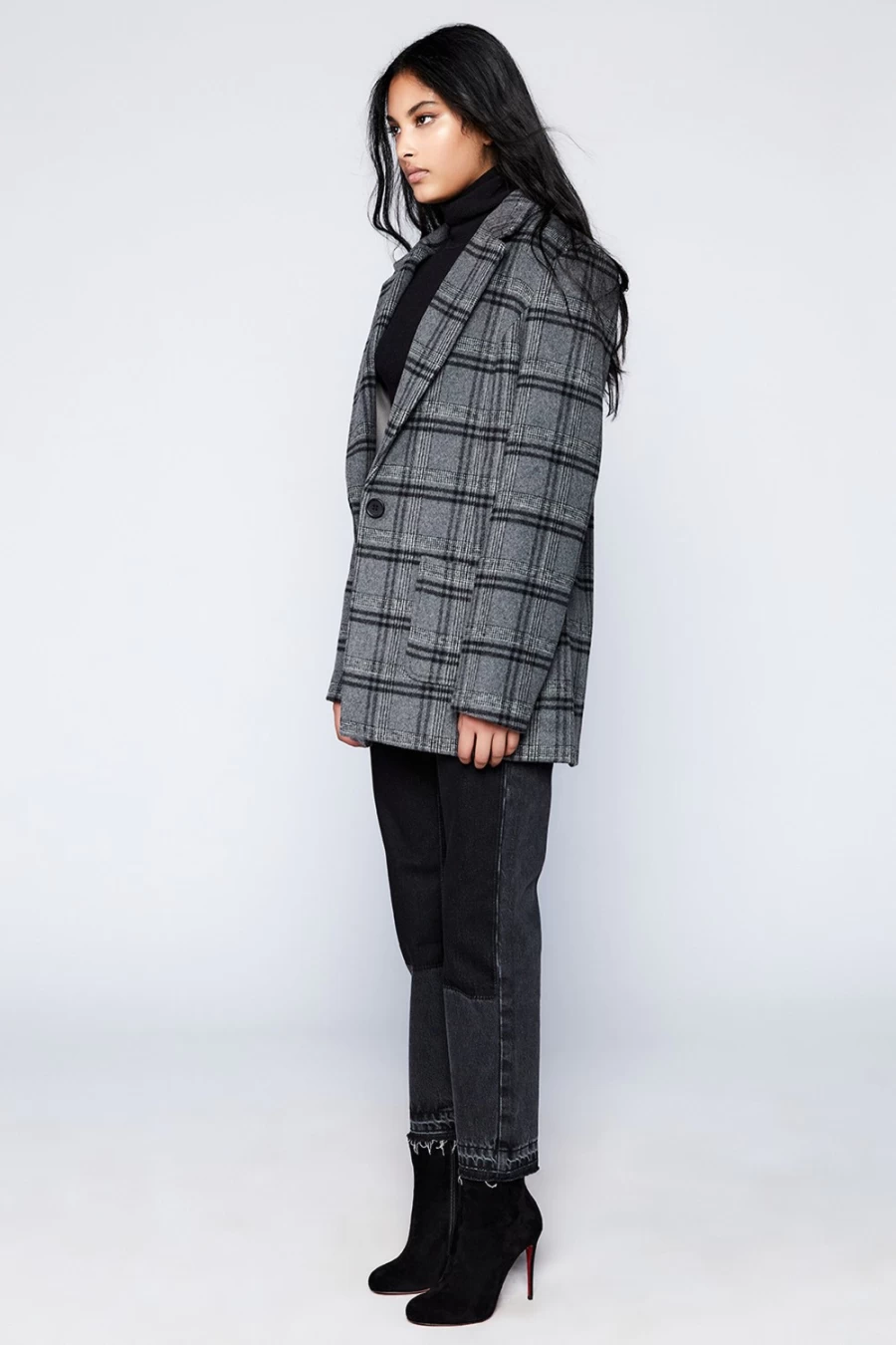 Bardot Women's Grey Check Blazer - Stylish Checked Jacket for Women