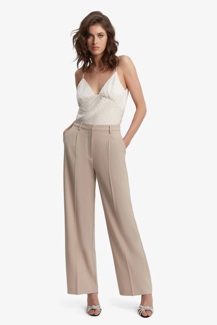 Bardot Women's Sloane Suit Pants in Sandstone - Tailored Formal Trousers