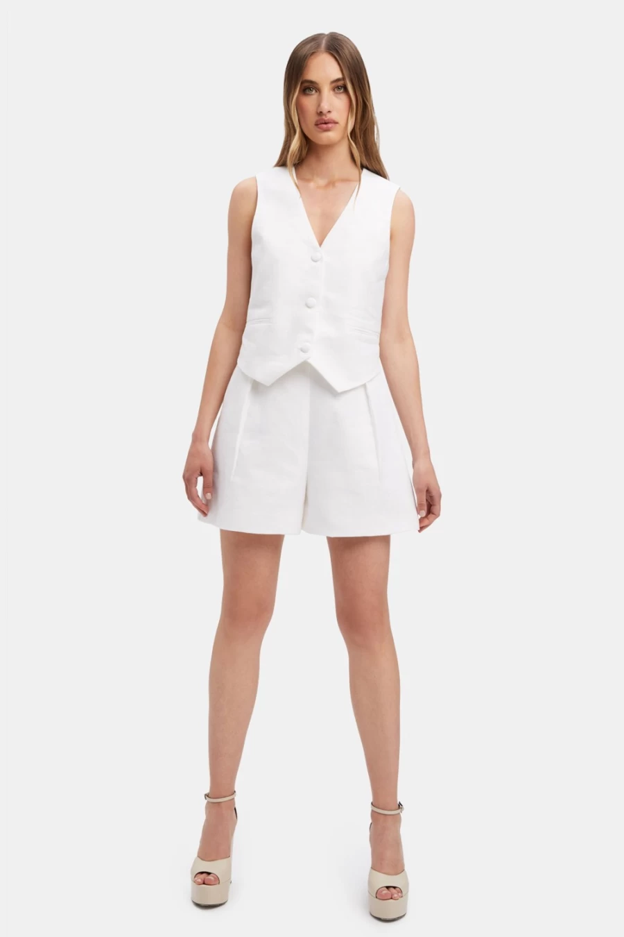 Bardot Women's Iris Linen Vest in Orchid White