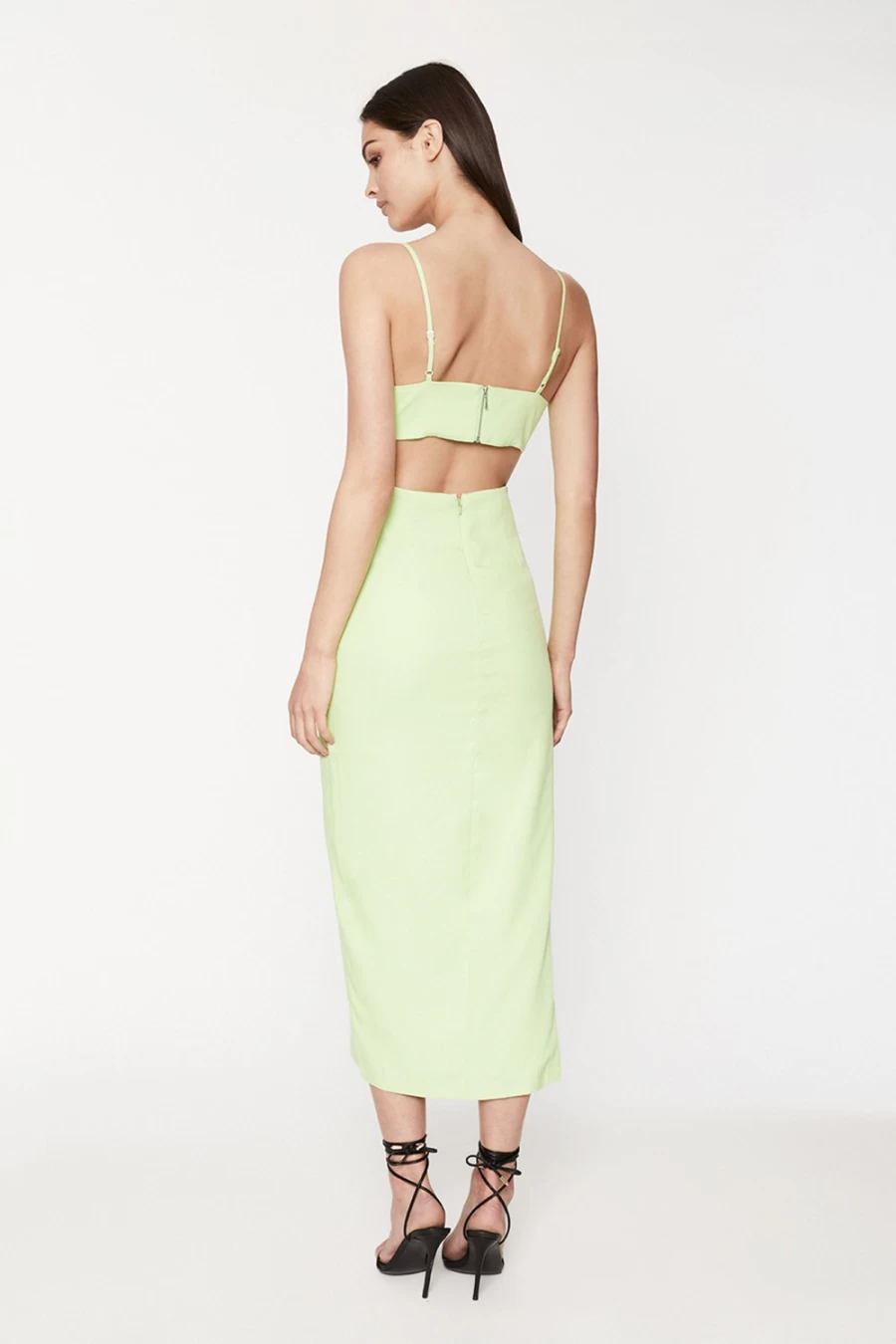 Bardot Women's Lime Cut Out Slit Midi Dress