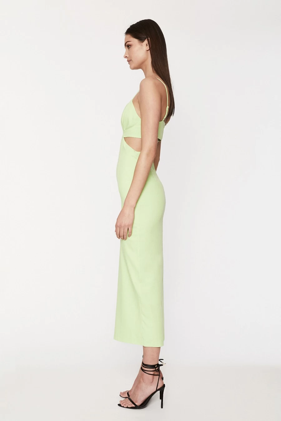 Bardot Women's Lime Cut Out Slit Midi Dress