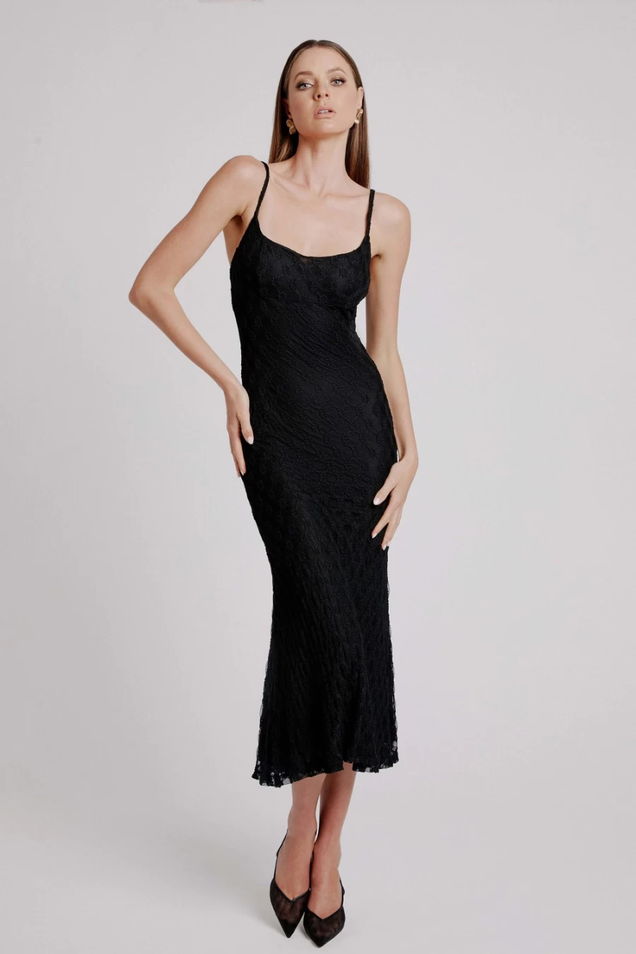 Bardot Women's Black Mesh Midi Dress - Adoni Style Elegant Party Wear