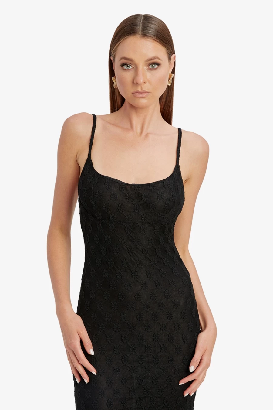 Bardot Women's Black Mesh Midi Dress - Adoni Style Elegant Party Wear