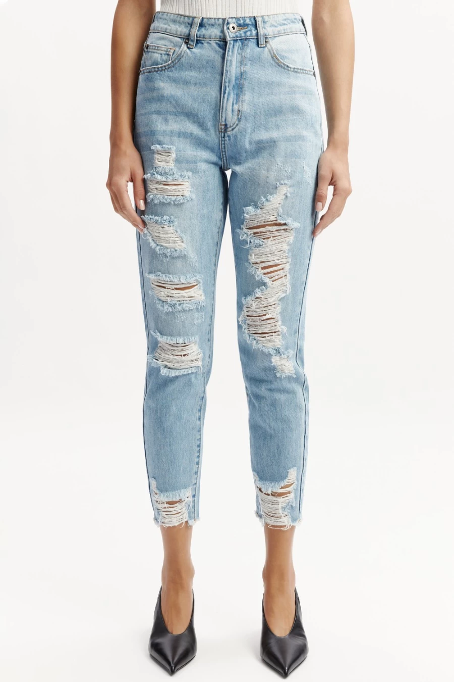 Bardot Women's Vintage Mum Jeans - Classic High Waist Comfort Fit Denim