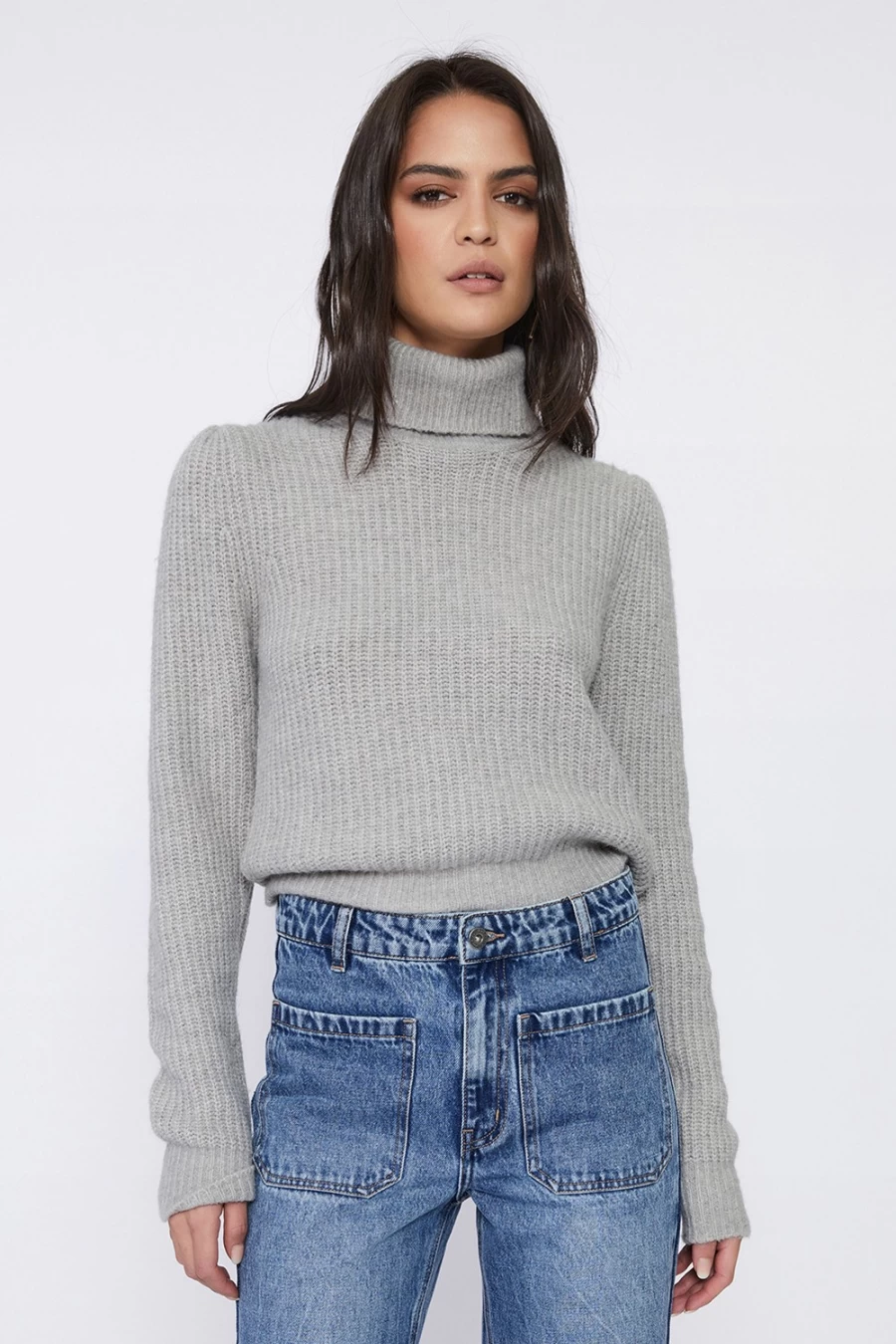 Bardot Women's Rory Crop Knit Top in Grey Marle