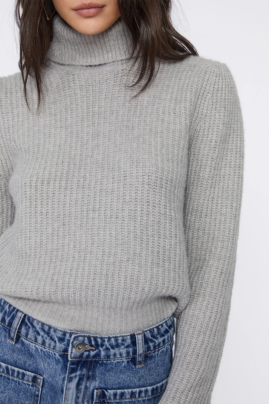 Bardot Women's Rory Crop Knit Top in Grey Marle