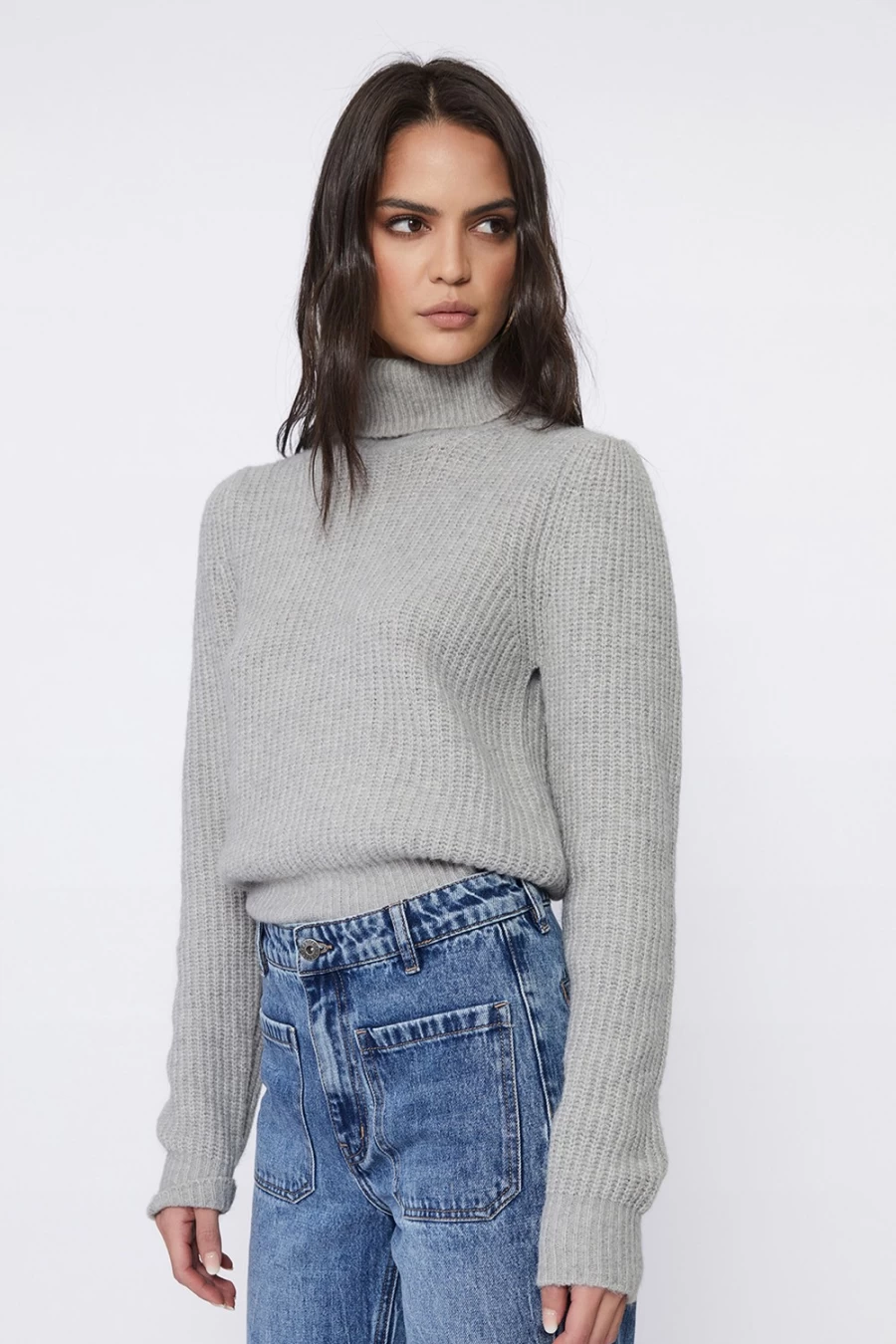 Bardot Women's Rory Crop Knit Top in Grey Marle