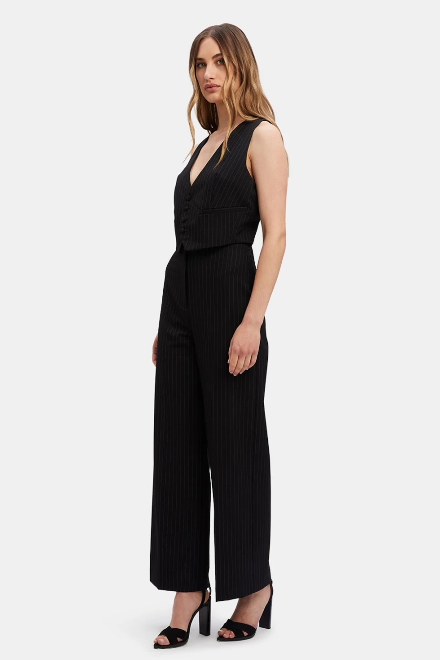 Bardot Women's Black & White Pin Stripe Callista Vest