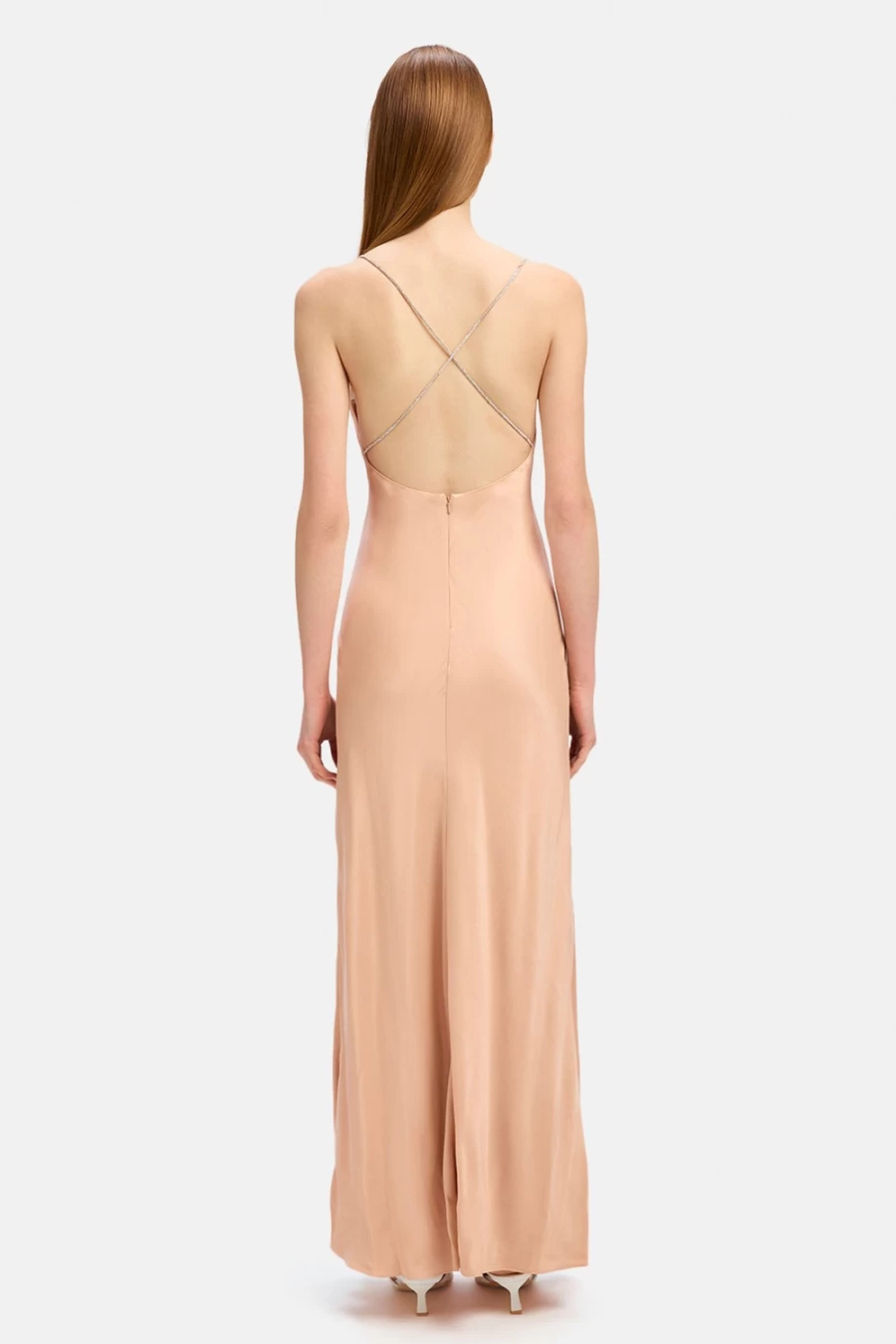 Bardot Women's Esme Diamonte Trim Slip Dress in Blush Nude - Elegant Lace Detail Nightgown